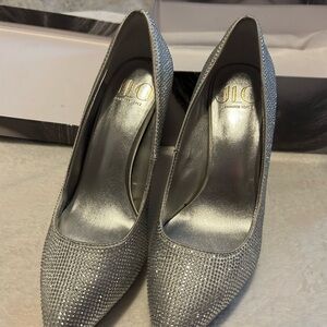 Jennifer Lopez Silver Rhinestone Heels